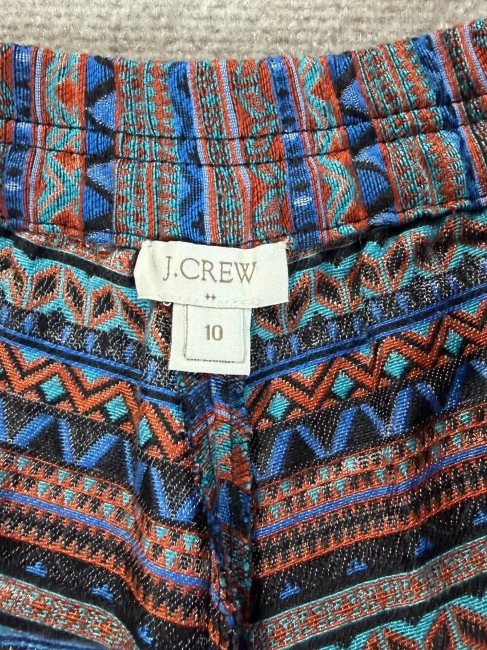 J.Crew Tribal Geometric Jacquard Shorts Blue Orange Size 10